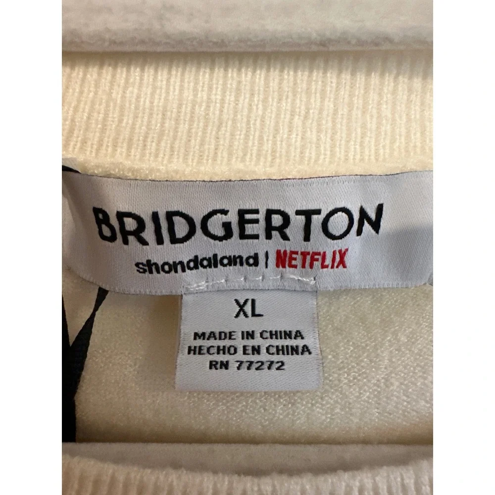 Bridgerton Netflix Cream Lace Bow Applique Sweater XL BRIR002A Regencycore